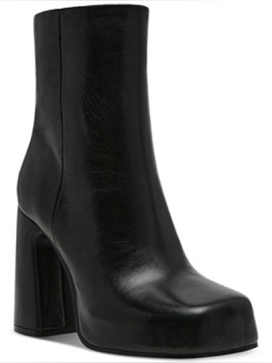 Steve Madden Shoes - Steve Madden Cami Platform Chunky Square Toe Leather Boots Black Size 7.5